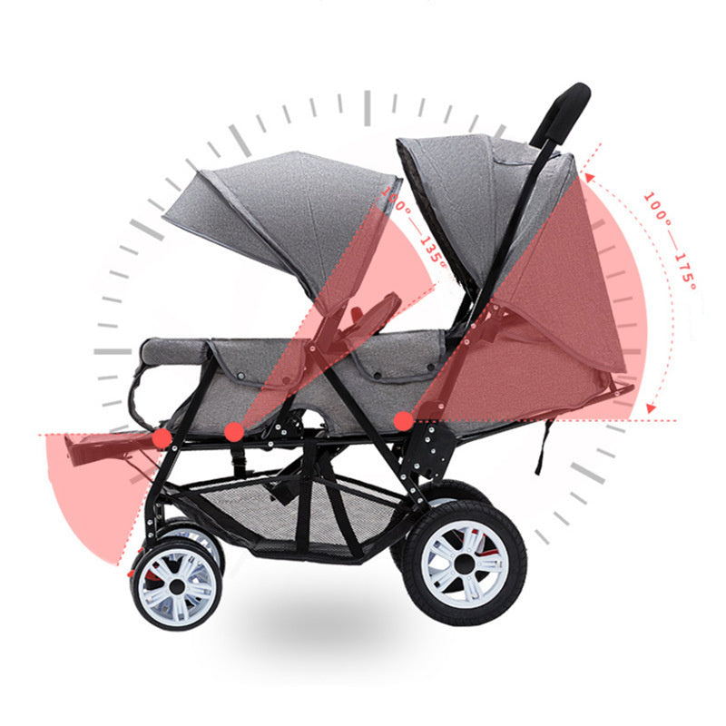 Children's  Stroller   Baby Front And Rear Sitting Plus-sized Four-wheel