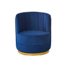 Dark blue velvet swivel armchair