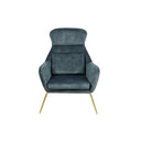 Relaxing armchair in velvet velvet blue