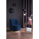 Dark blue velvet swivel armchair