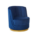 Dark blue velvet swivel armchair