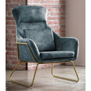 Relaxing armchair in velvet velvet blue